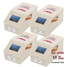 4 Pcs Extra Large Hat Organizer Storage Box for Baseball Cap 4 Pack Beige