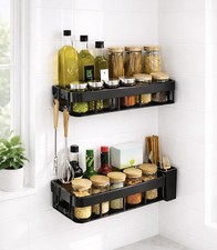 Adhesive Wall Mounted Shelves 2 Pack No Drill Kitchen Bathroom Storage Rack