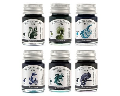 Octopus Write and Draw Ink Set RIVER, Schreib- und Zeichentinte, 6x10 ml