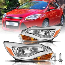 For Ford Focus 2012-2014 Headlights Headlamp Light Driver & Passenger Left+Right