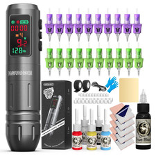 Kit 77PCS Wireless Tattoo Gun Kit with 1,600 Mah Capacity Battery, 20PCS Tattoo