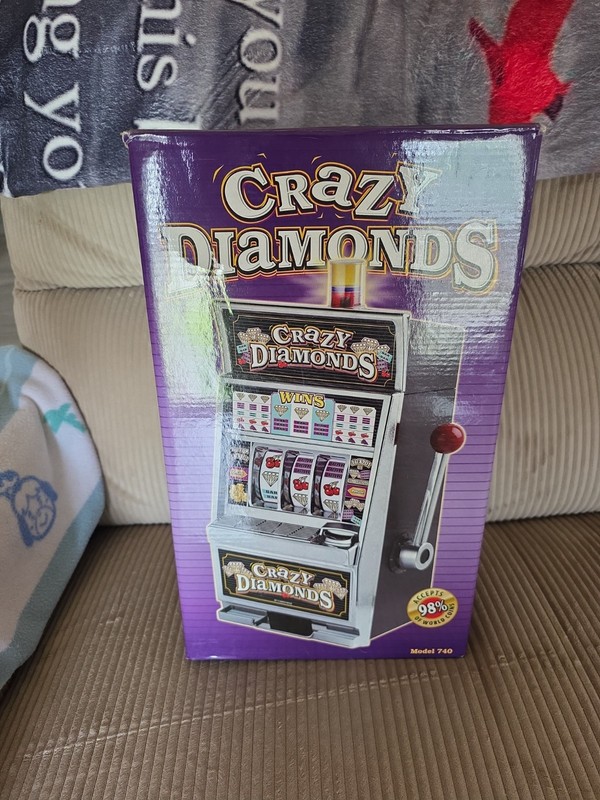 Crazy Diamonds TOY Slot Machine Coin Bank 100% Working Light Sound Casino Style
