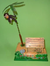 MISCHIEF MONKER MISCHIEVOUS MONKEY w BULLDOG TIN LITHO B/O MODERN TOYS JAPAN 60s