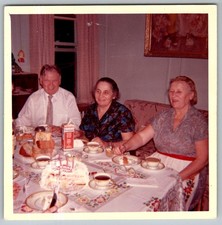 Vtg Color Snapshot Family Birthday Party Cake Coffee Table Setting 1962
