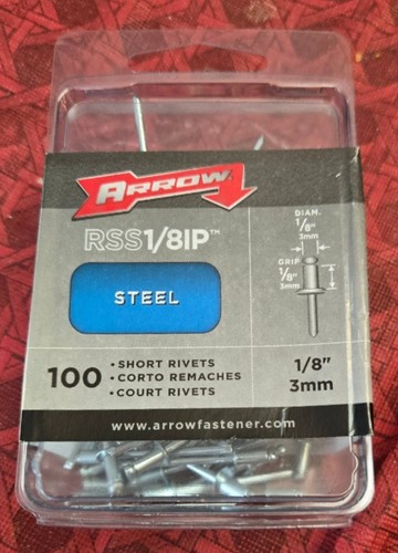 ARROW SHORT STEEL RIVETS 1/8" 3mm RSS1/8IP - UNOPEN - FREE SHIPPING