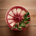 Vintage McCoy Pottery Maroon & Green Western Wagon Wheel Wall Pocket Planter