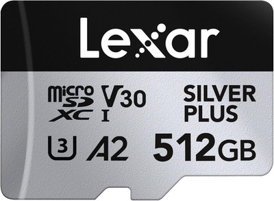 Lexar Silver Plus Micro SD Karte 512 GB, bis zu 205 MB/s Lesegeschwindigkeit, 150 512GB 