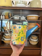 Vintage Ohio Art Tin Litho Watering Can Retro Groovy Flowers