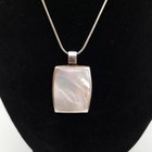 Silver Mother of Pearl Pendant Necklace Full UK Hallmarked Square Chunky, Snake 