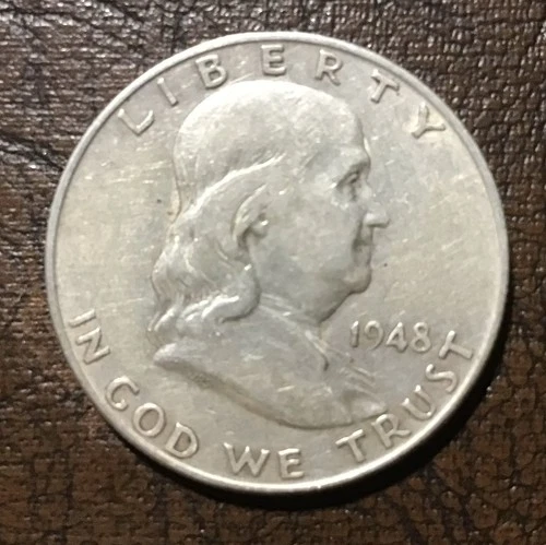 1948-D Franklin Half Dollar, 90% Silver, Free Shipping.