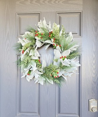 Handmade Christmas Greenery Grapevine Wreath Red and Green Front Door Decor