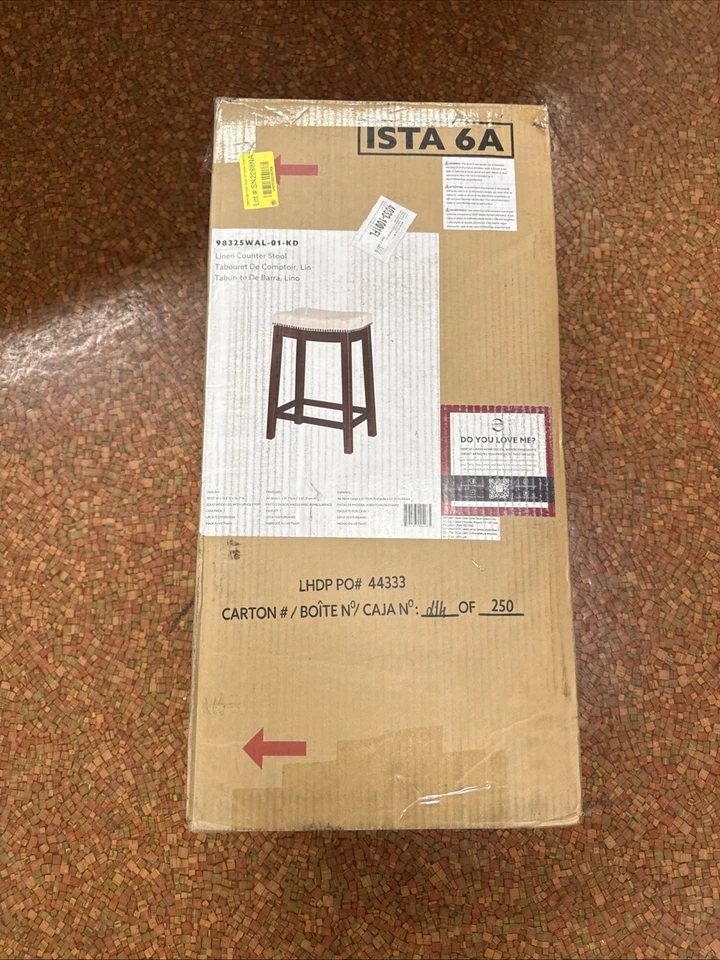 Linon Harper Beige & Dark Walnut 24" Counter Stool, Beige/Dark Walnut - Image 2 of 3