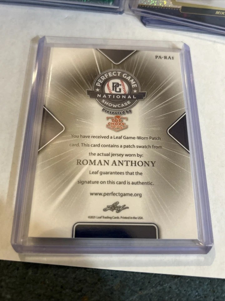 2021 Leaf Perfect Game National Showcase Roman Anthony Patch Auto Green 4/20 SP - Image 4 of 4