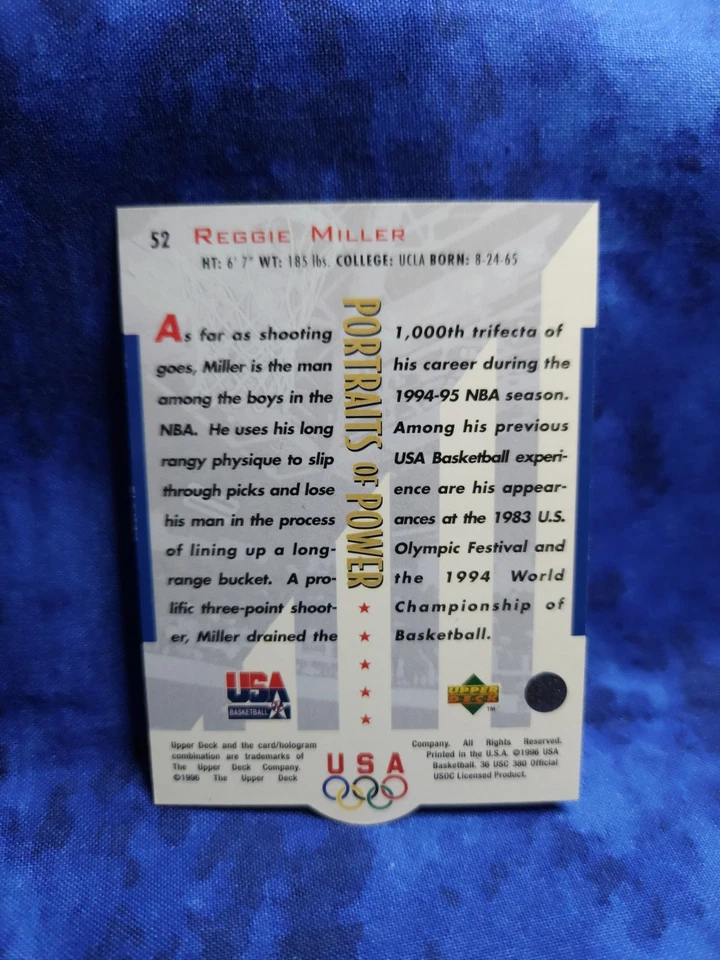 1996 Upper Deck USA Basketball Deluxe Gold Edition - Reggie Miller #52 - Image 3 of 3