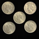 5 Lot - 1922 P Peace Dollars - AU Condition - 90% Silver 1 Dollar Pieces