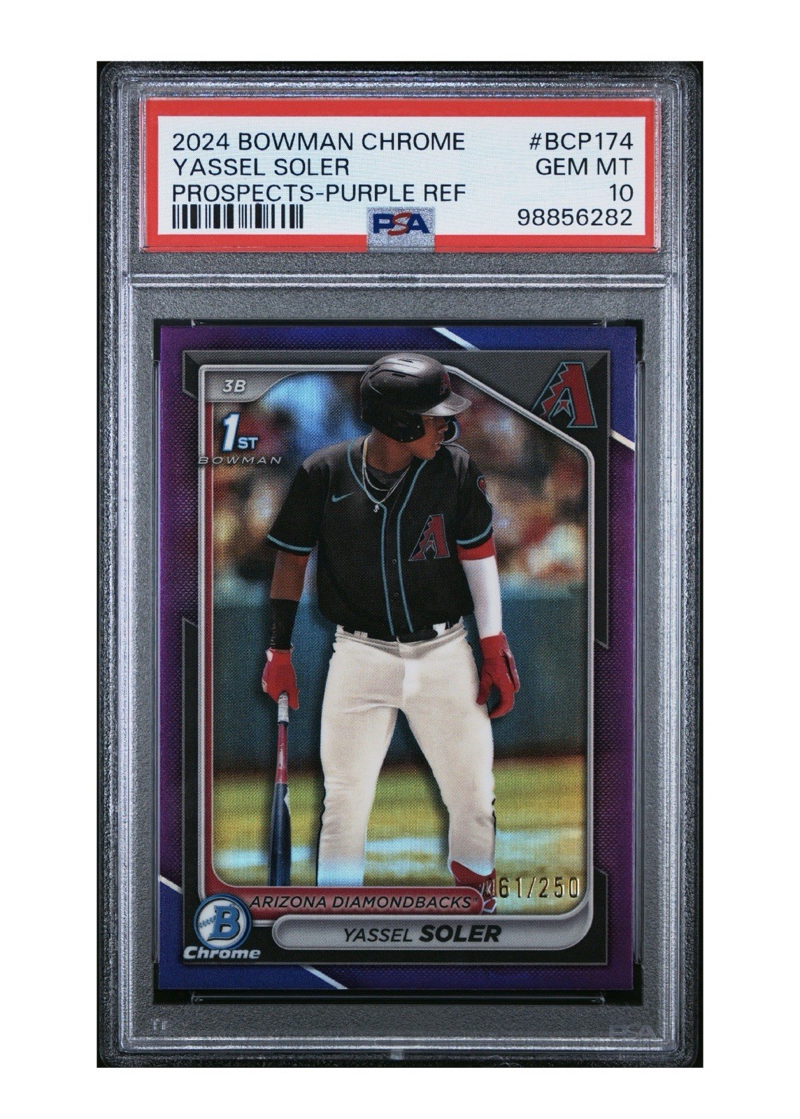 Yassel Soler 2024 Bowman Chrome 1st Prospect Purple Refractor /250 PSA 10