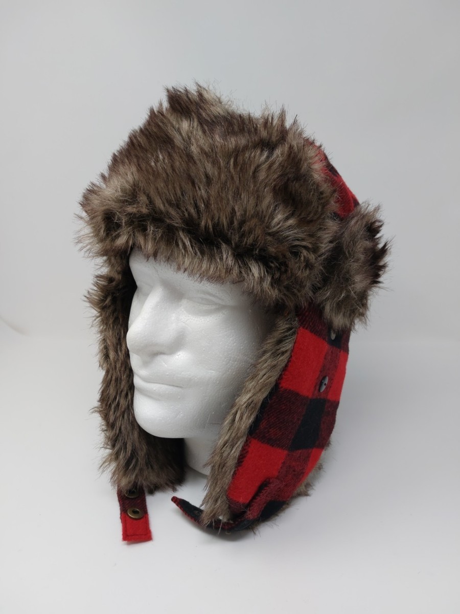 Faux Fur Plaid Trapper Hat - Brown & Black Plaid Faux Fur Lined Trapper Aviator Hat – Luxury Divas main image 4