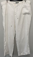 Lauren Ralph Lauren Womens Linen Pants White Wide Leg Sz 20W Resort Wear Coastal