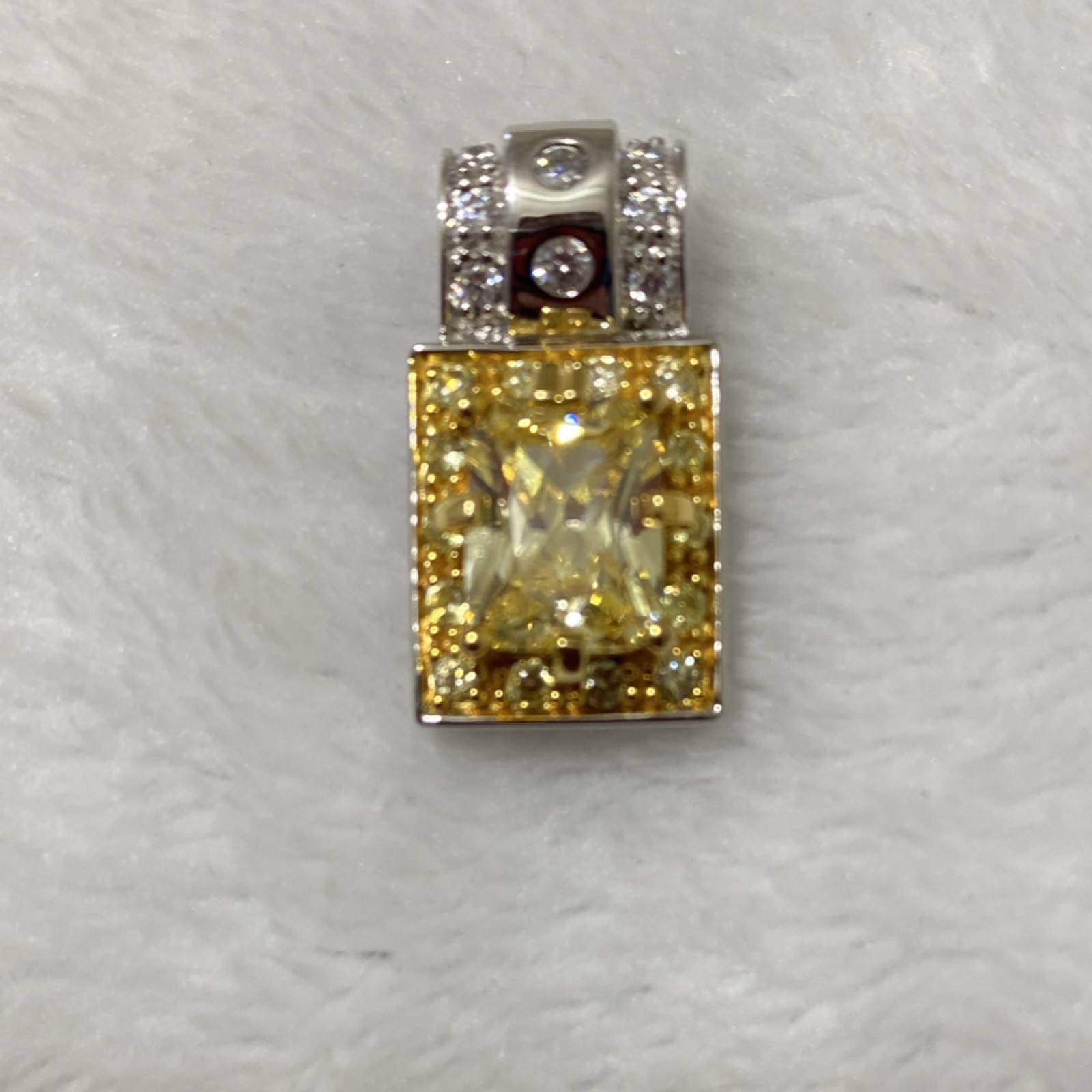 Radiant Rectangular Halo Solitaire Vibrant Canary… - image 3