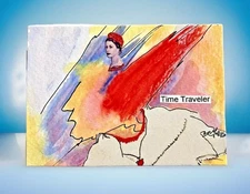 Time Traveler Original Collage Mixed Media Surrealism Queen Stamp Mini Art ACEO