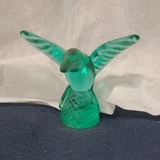 Unmarked Green Glass Bird Figurine Decorative...