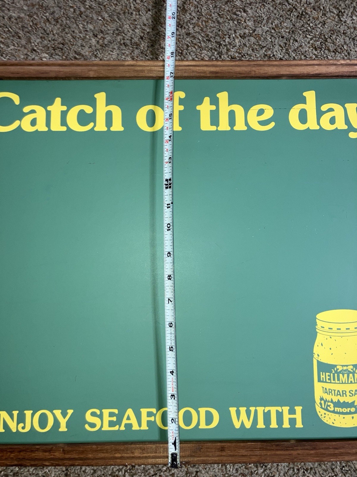VTG Hellmans Tartar Sauce Catch of the Day Seafood Chalkboard Sign Fishing Bar