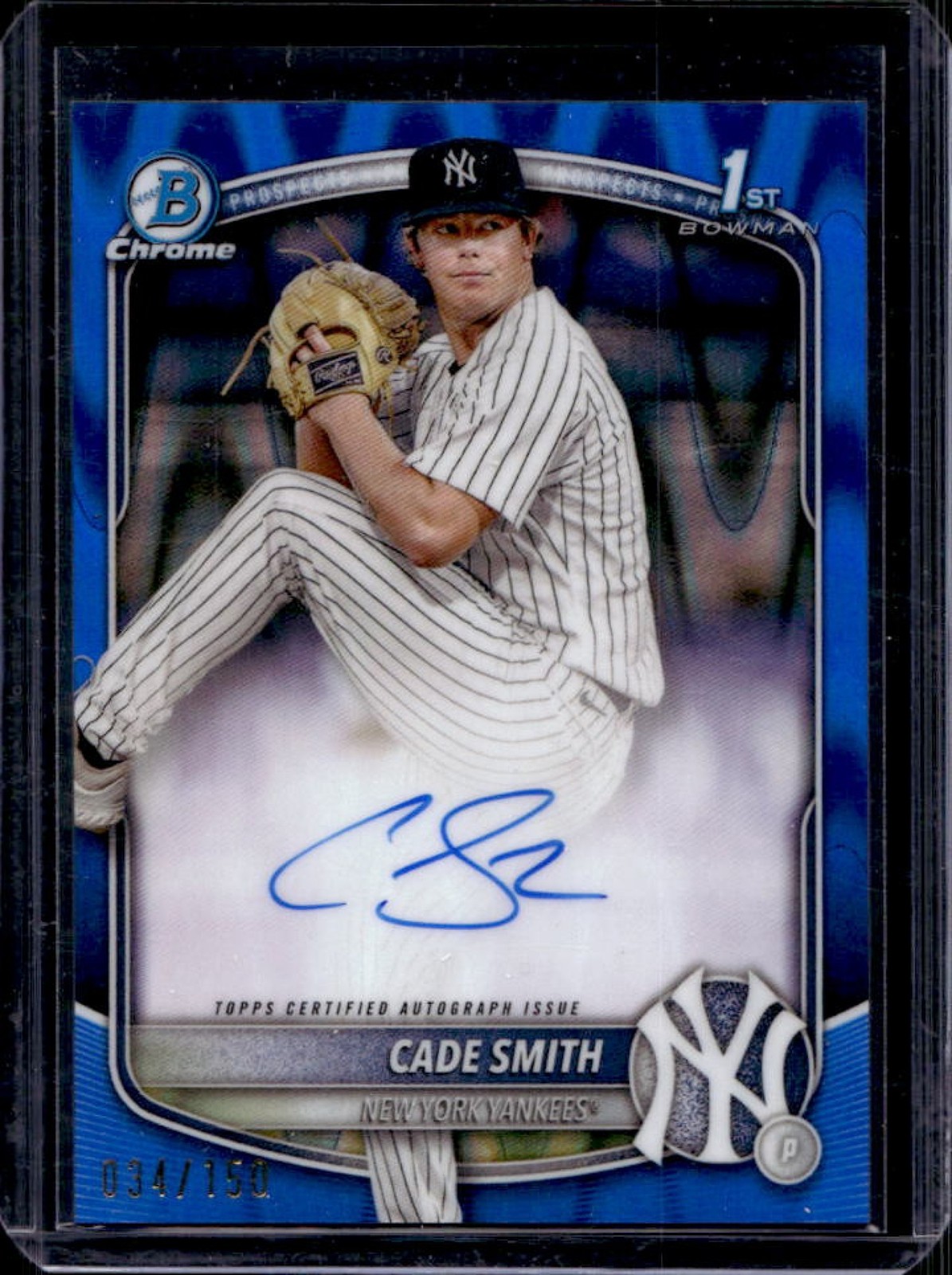 2025 Bowman Chrome Cade Smith Auto Blue RayWave Refractor 1st Prospect #34/150