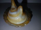 Boyd hen on nest salt cellars Slag Glass Caramel Yellow With White Miniature — photo 4