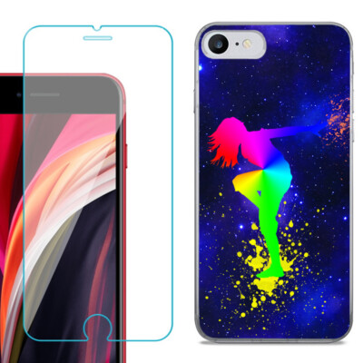 Slim Phone Case for iPhone SE 2022, with Tempered Glass - Cosmos Dance