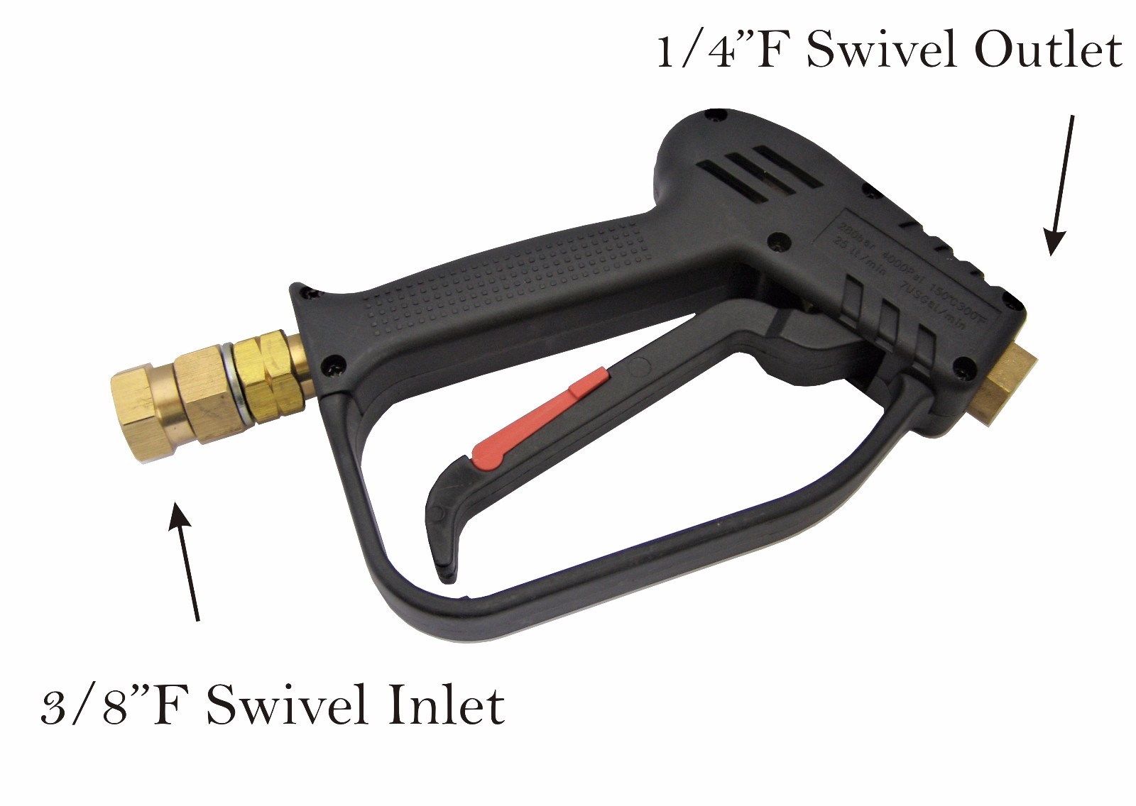 Pressure Washer Steam Cleaner Swivel Wash Gun 3/8" F Inlet 1/4"F Outlet