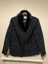 Eastex Black Midlength Women’s Jacket Size 14 Fur Lined Collar