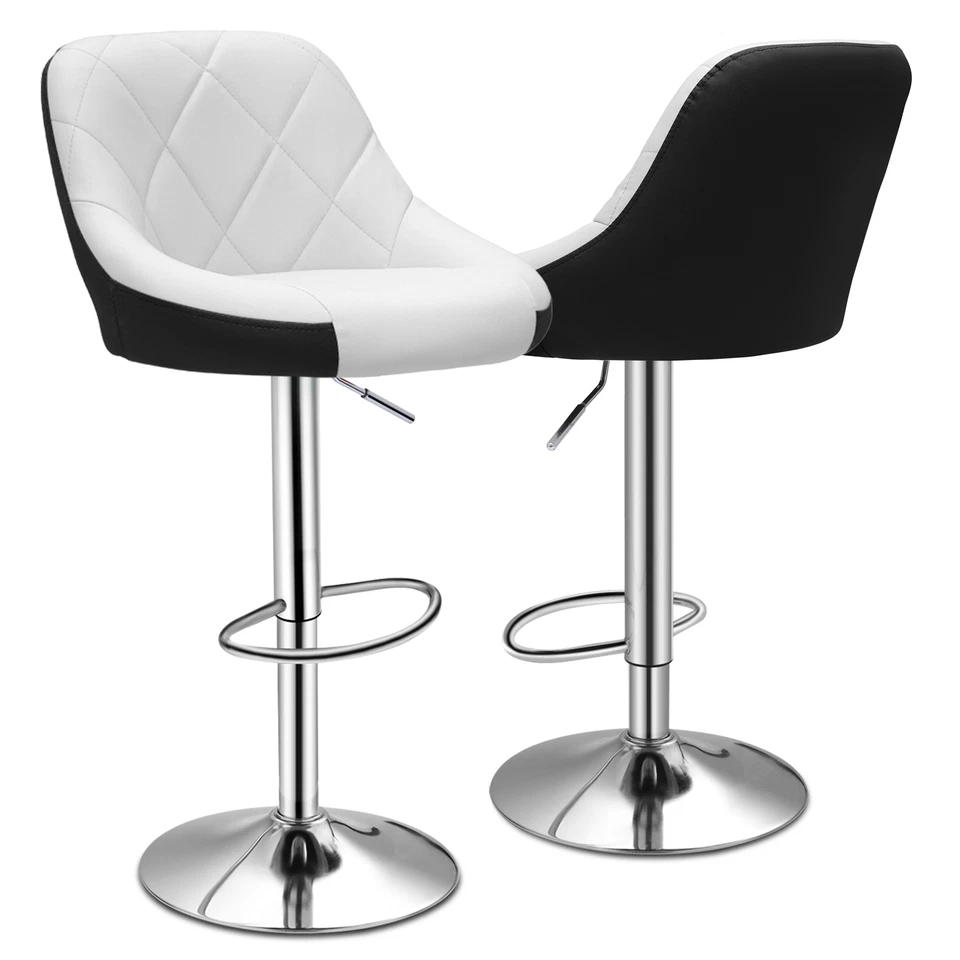 Model Mix Black & White Bar Stool Chair Adjustable Home Counter - Set of 2 - Image 2 of 4
