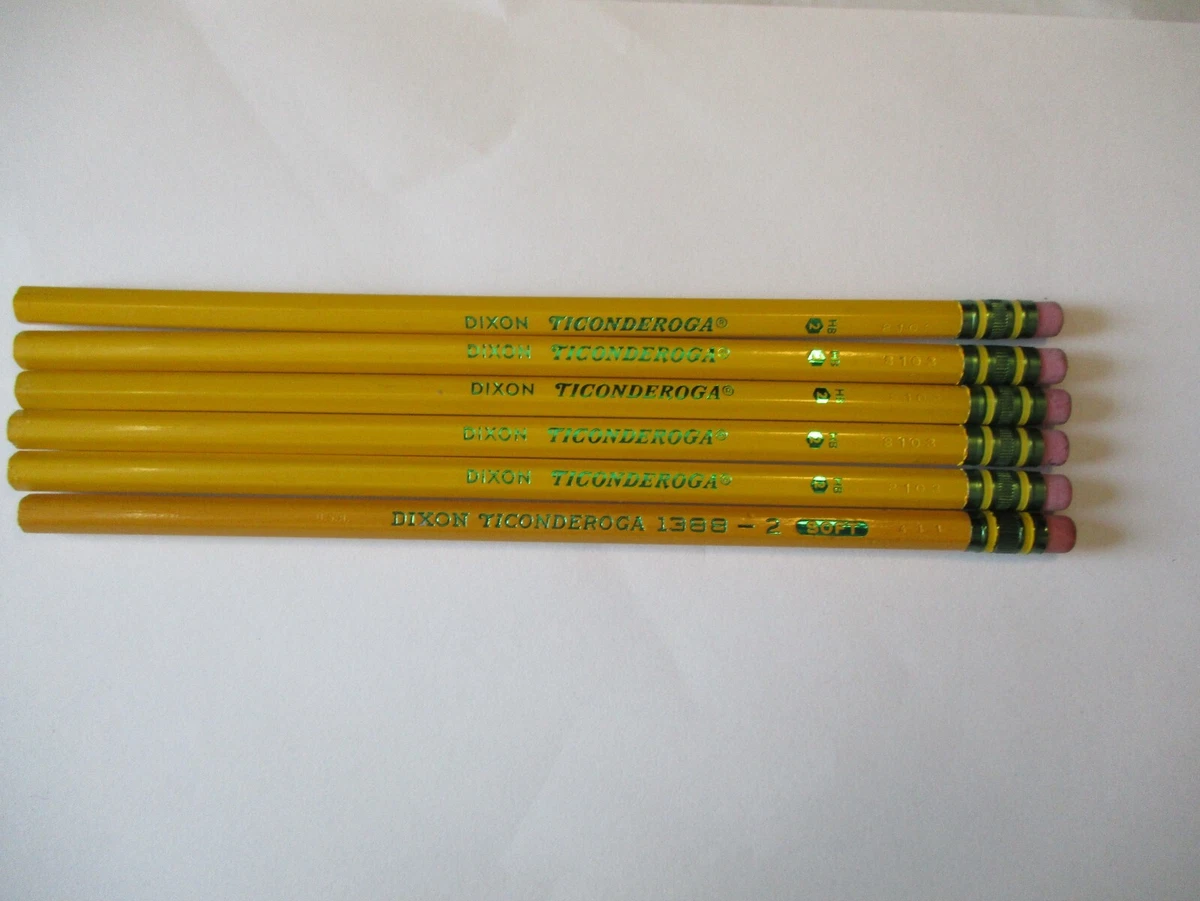 Lot 6 Dixon Ticonderoga 5 No. 2HB Pencils 1 1388-2 Yellow Barrel Soft