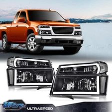 LED DRL Tube Headlights Clear Lens Lamps Fit For 04-12 Chevy Colorado GMC Canyon