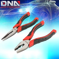 2 PCS LINESMAN / NEEDLE NOSE PLIER CUTTING TOOLS SCREWS HARDENED WIRE CUTTER