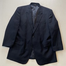 Jos A Bank 48L Navy Blue Herringbone 100 Wool Blazer Suit Jacket Sport Coat