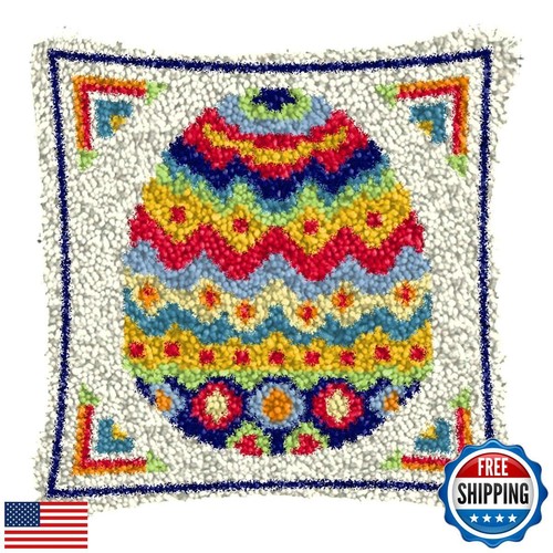 Ylkgogo Latch Hook Kits DIY Throw Pillow Cover Colour Pre-Printed Canvas Pill