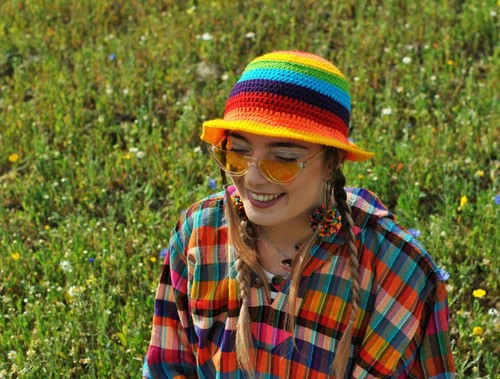 1.5 RAINBOW Crochet Bucket Hat | eBay