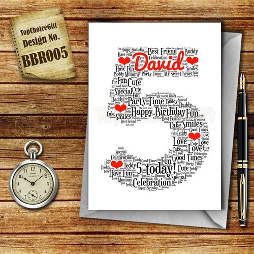 PERSONALIZADO Quinto Cumpleaños Regalo Impreso Wordarte Cartel de Saludo Regalo Niño - Imagen 18 de 19