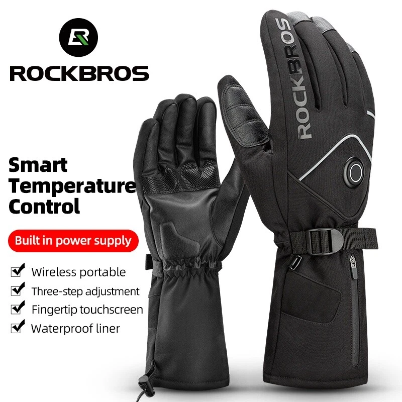 ROCKBROS Ciclismo Dedo Largo Pantalla Táctil Calefacción Eléctrica Guantes y Banco de Energía  Foto 3 de 4