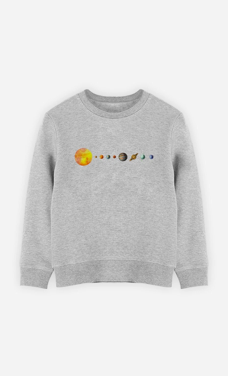 Children's Sweatshirt Printed In France. Color Gray. SOLAR SYSTEM