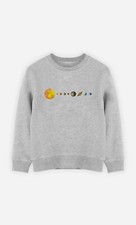 Children's Sweatshirt Printed In France. Color Gray. SOLAR SYSTEM