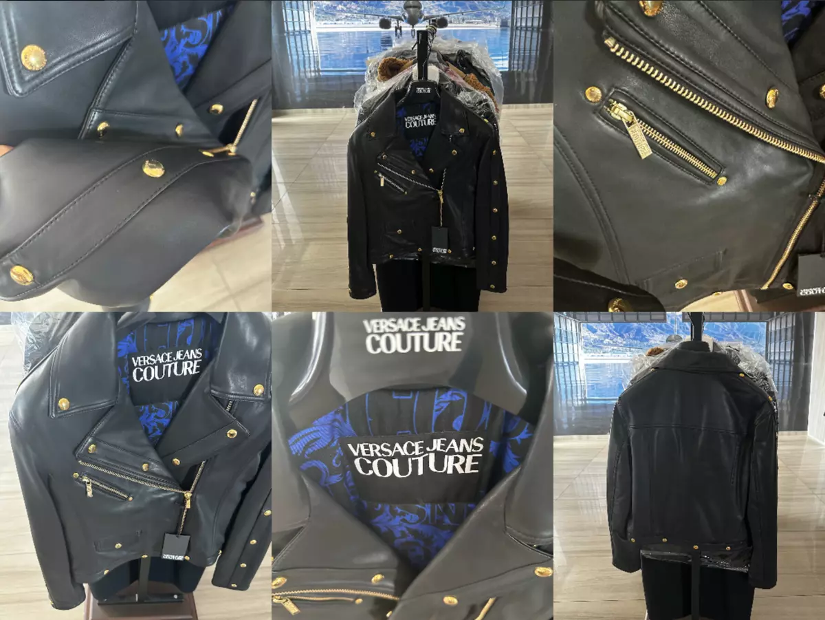 Versace black top leather jacket