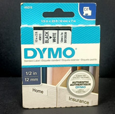 Dymo 45013 Black  White 0.5" x 23 Ft D1 Label Cassette Tape Roll Cartridge NEW 