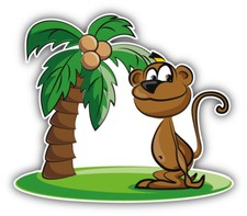 Autoaufkleber Affenpalme Toon Comic K2468 Sticker-12cm