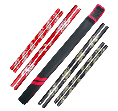 Dragon Escrima Sticks Pair Rattan Kali Arnis Red Black Training Marial Arts