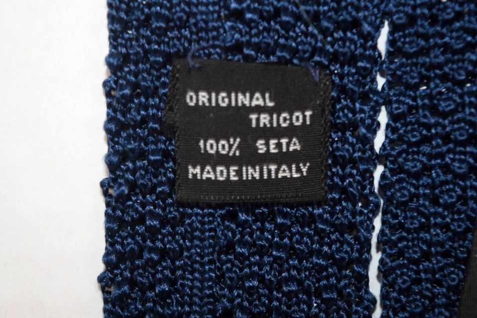 Corbata de cuello de colección condesa Mara años 50 60 70 corbata tejida azul 56" x 2,75" Foto 4 de 4