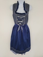 Vintage Dress Blue Oktoberfest Corset Apron German Beer Festival Milkmaid Sze 16