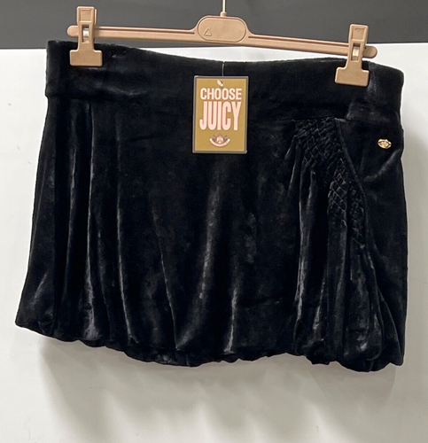 Juicy Couture Black Smocked Bubble Skirt With Gold Crown Detail Size L
