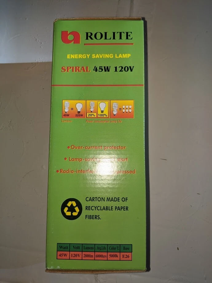 45W-150W Equivalent Spiral CFL Light Bulb - 120V- 5000K- E26 Base(6-Pack) - Image 4 of 4